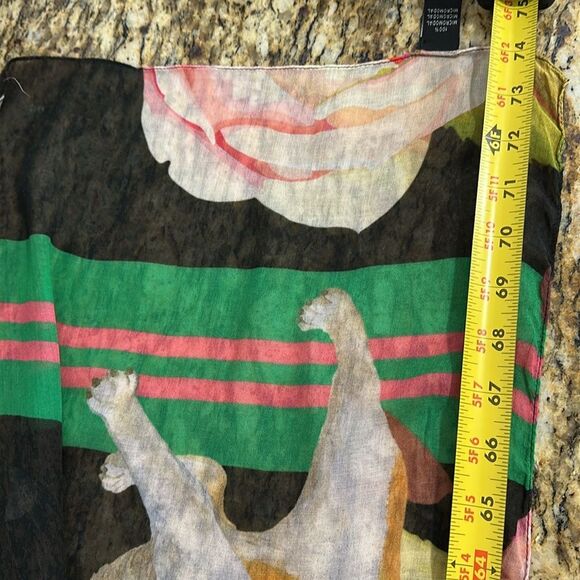 Made in Italy Lightweight Floral And Dog Print Shawl - Picture 5 of 6